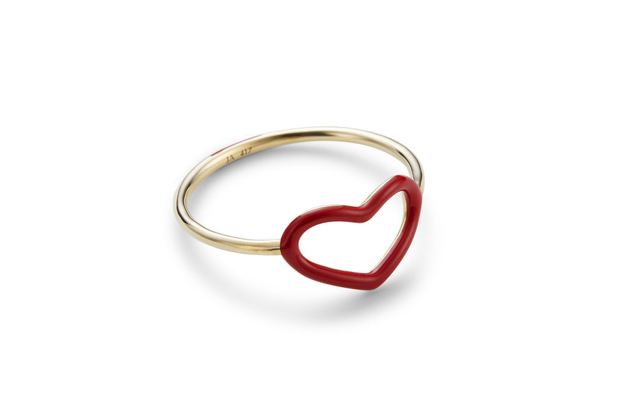 Ruby Enamel Heart Ring