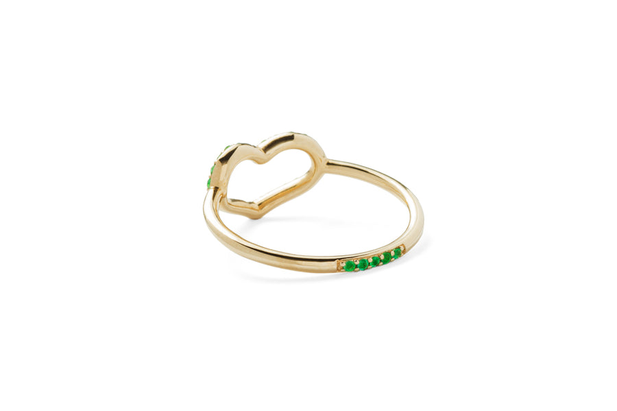 Single Heart with Front & Back Pave Emeralds