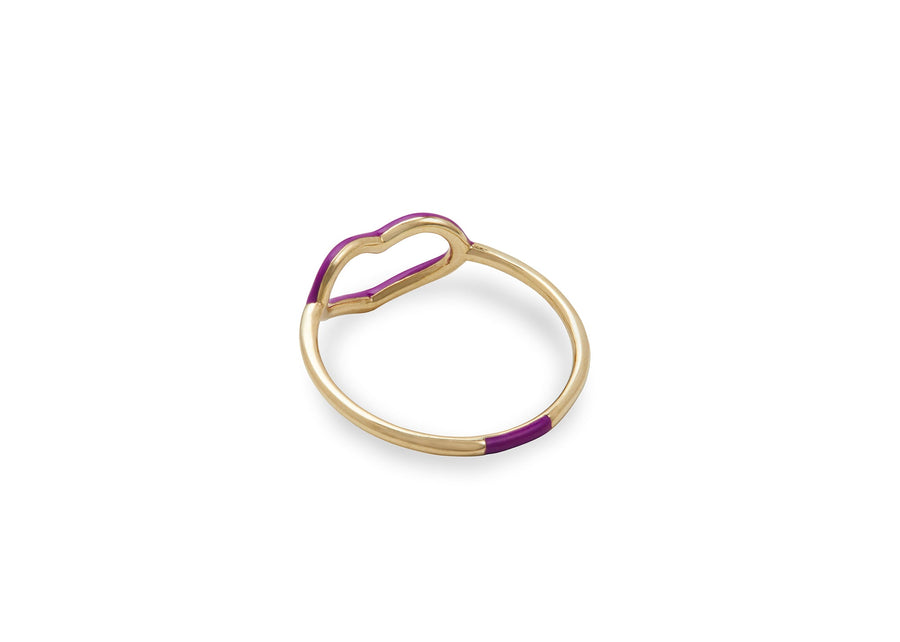 Sahasrara purple enamel heart ring