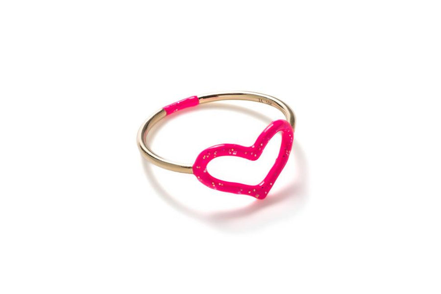 Pink Glitter Enamel Heart Ring